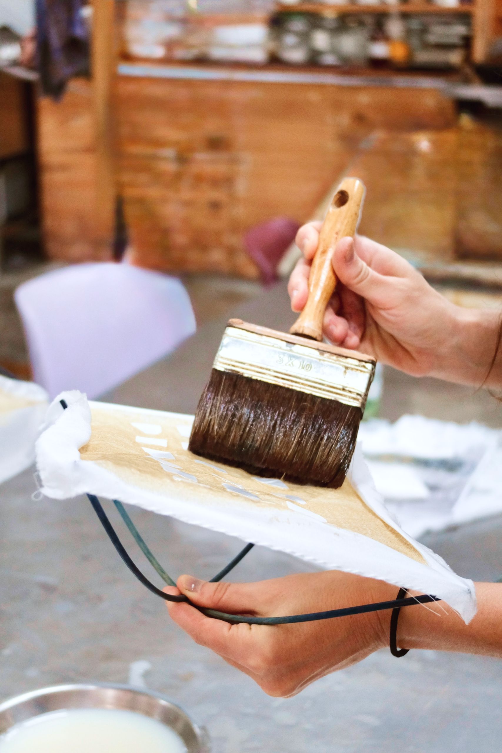 Formation fabrication pigments application impression textile application au pinceau